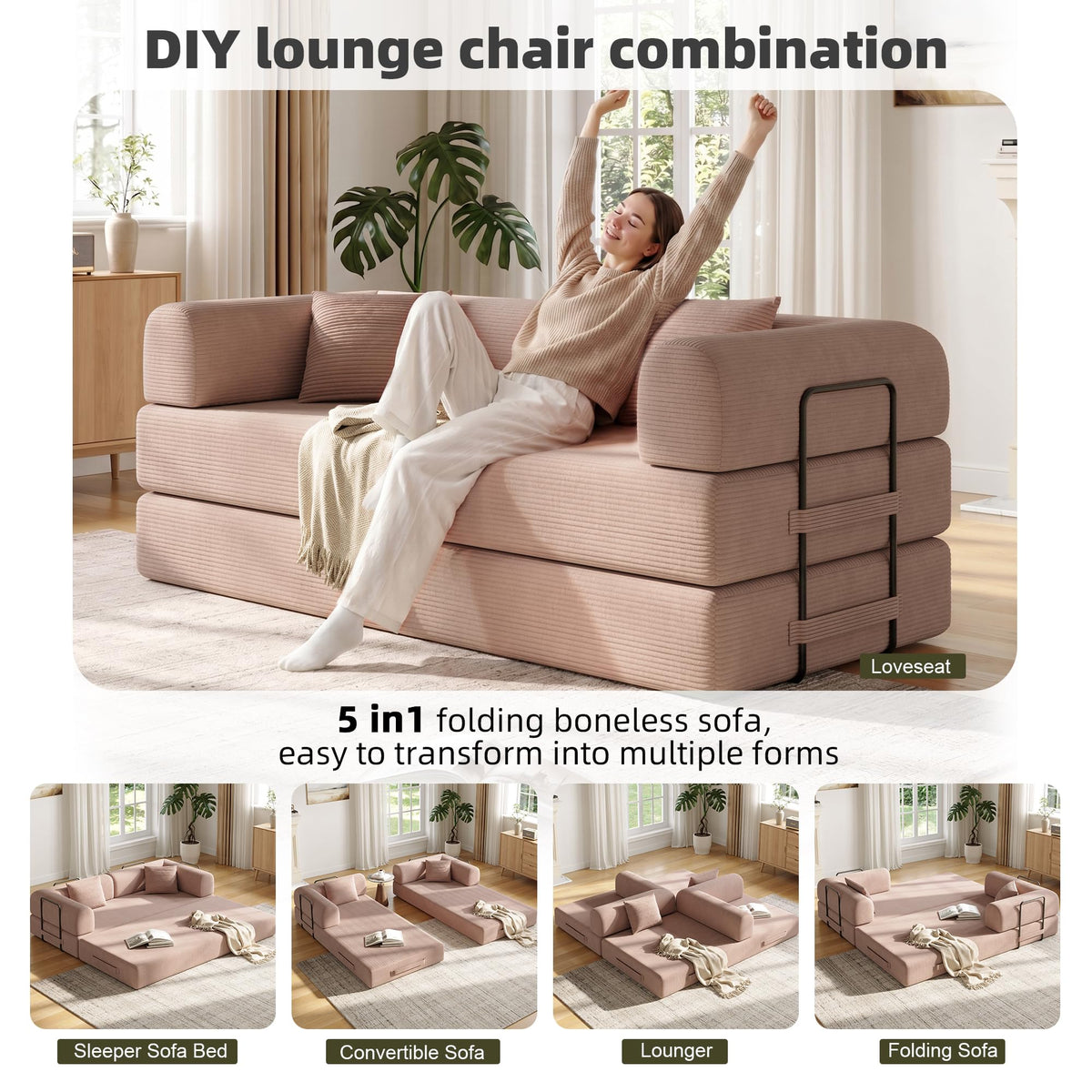 79in Boneless Convertible Futon Sofa Bed Queen I226