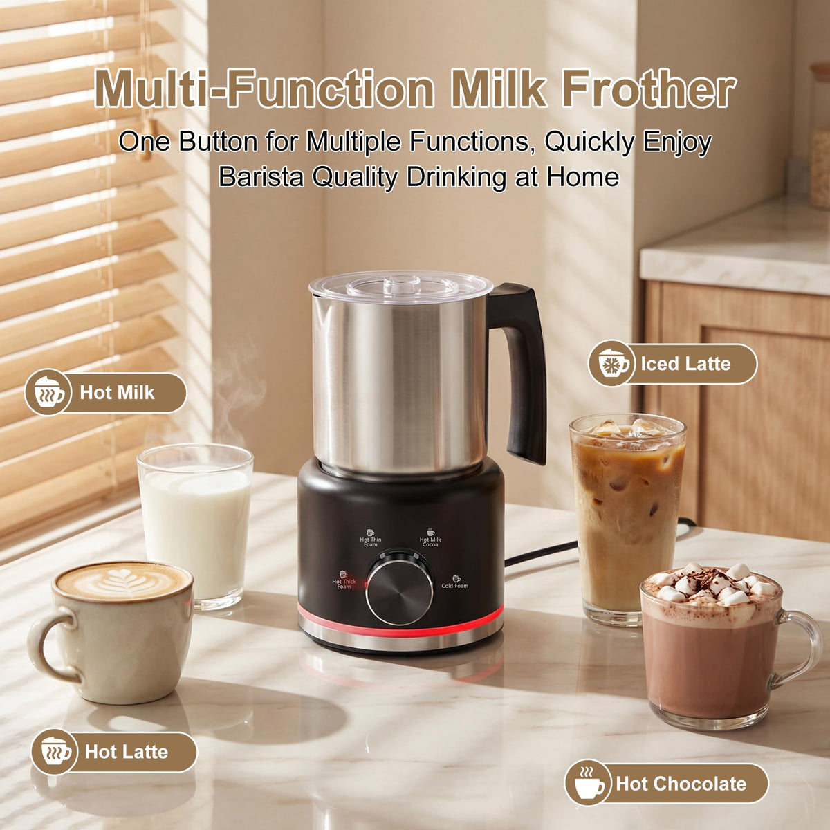 Black Electric Milk Frother and Steamer K829352
