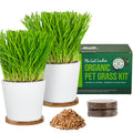 Organic Cat Grass Growing Kit with Seed, Soil and Two Ceramic Planters M639