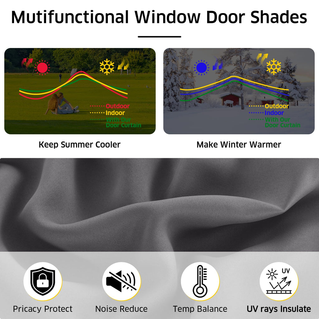 Magnetic Roman Shade Blackout Door Curtain O546426