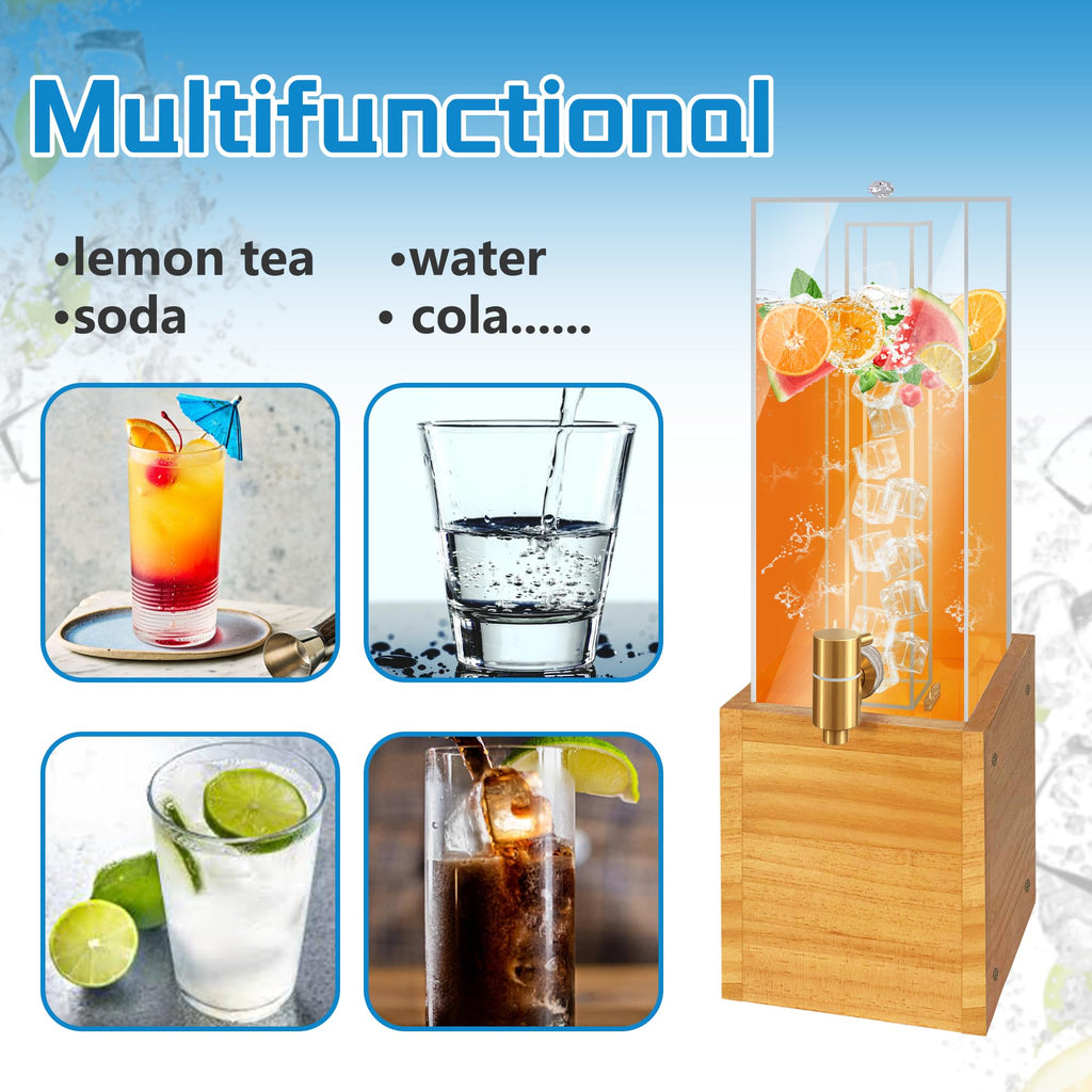 1.8 Gallon Drink Dispenser with Wood Stand S7848