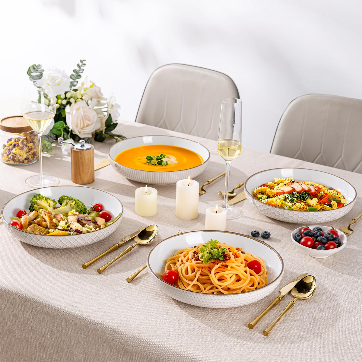 9.5'' 42 Ounce Stoneware Ceramic Pasta Bowls Set of 4 R874370