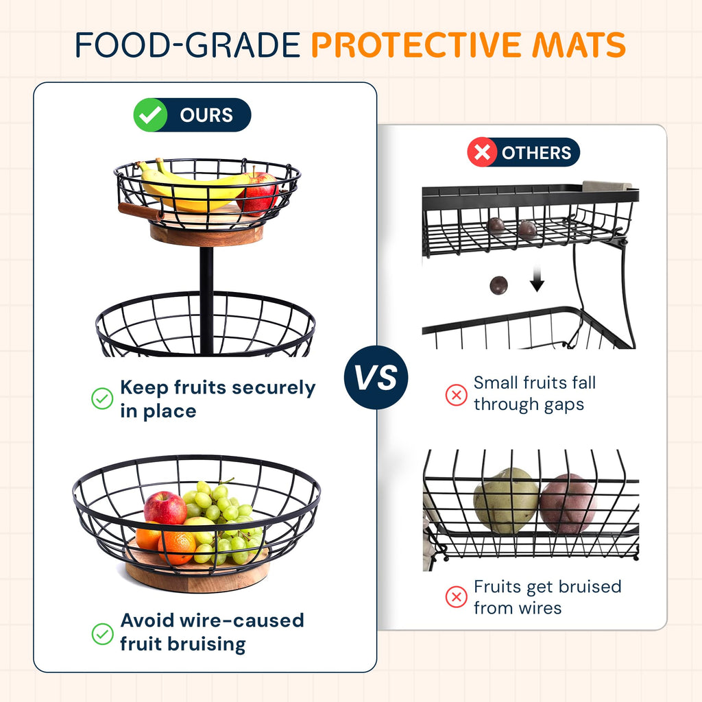 2 Tier Metal Fruit Basket with Banana Hanger H588142