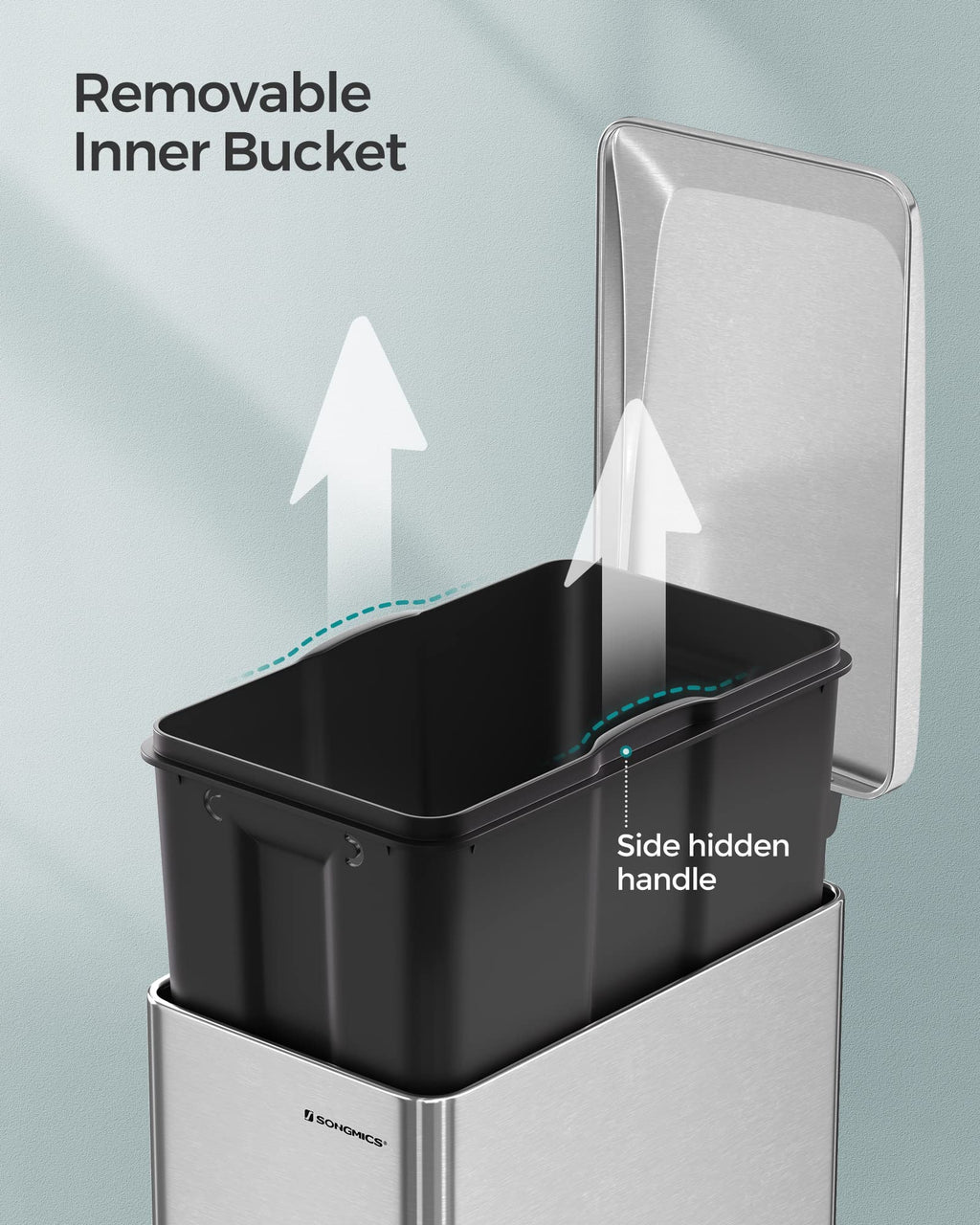 13 Gallon Stainless Steel Kitchen Trash Can with Lid K610076