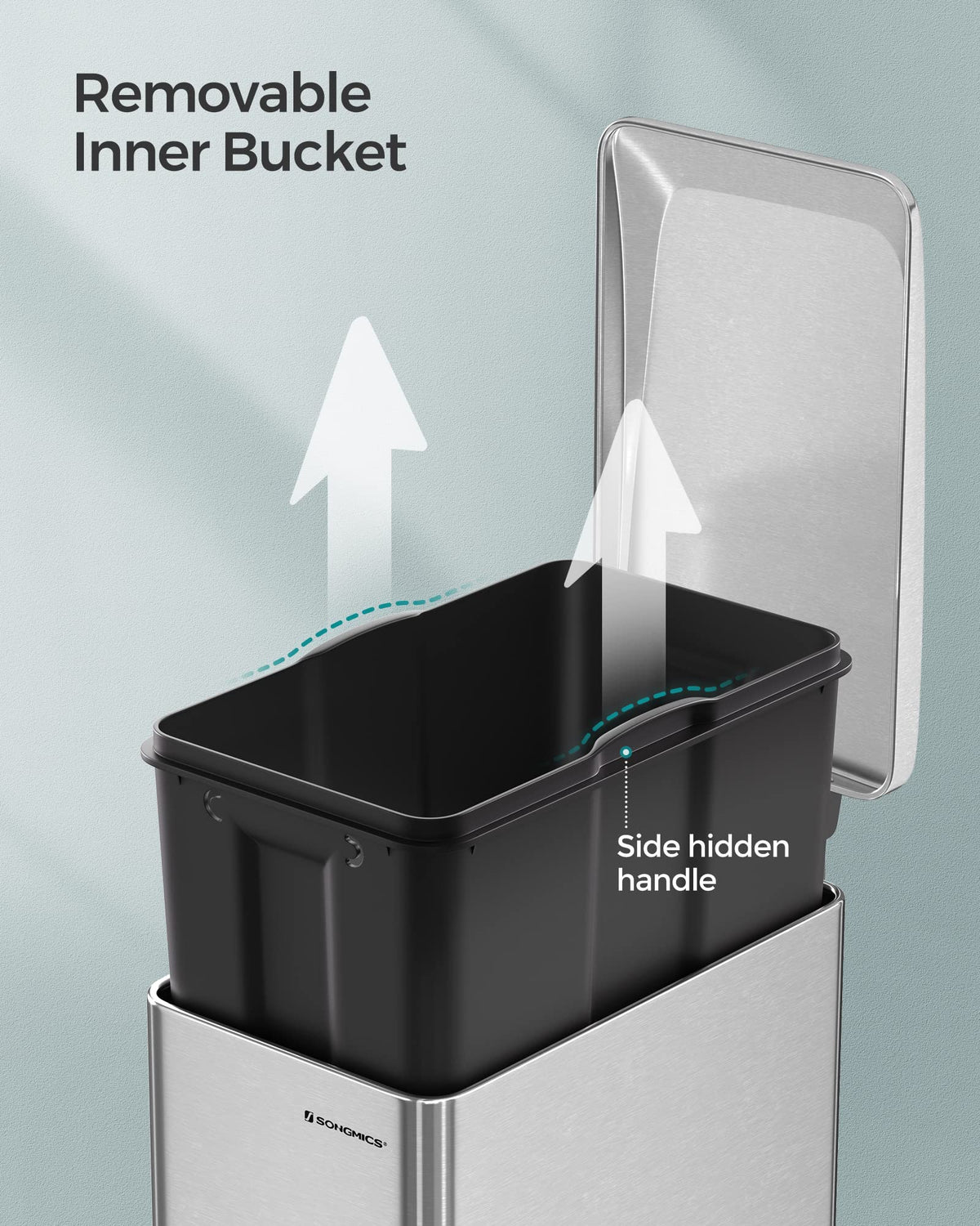 13 Gallon Stainless Steel Kitchen Trash Can with Lid K610076