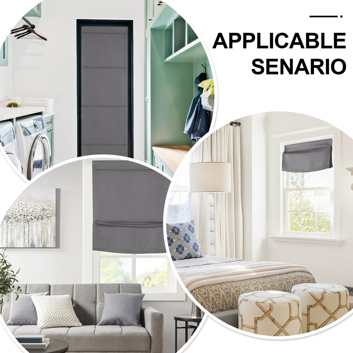 Magnetic Roman Shade Blackout Door Curtain O546426