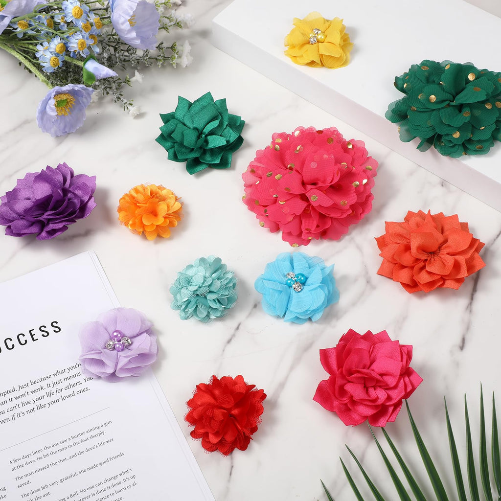 Multi Color Soft Chiffon Dog Collar Flower Bows Y640