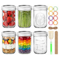 16 oz 6 Pack Wide Mouth Mason Jars with Airtight Lids E16552