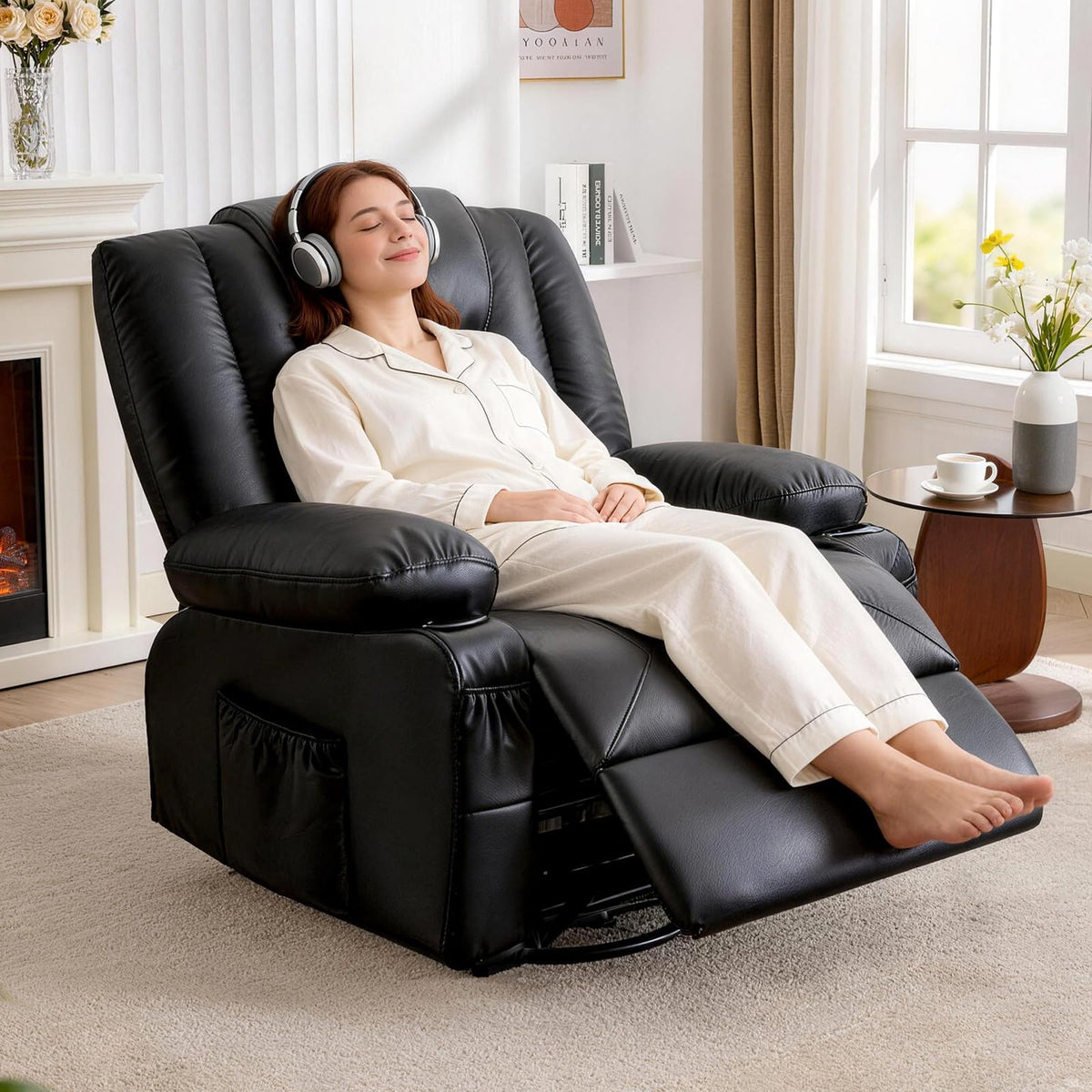Swivel Rocker Recliner Chair with Vibration Massage and Heat Q97534
