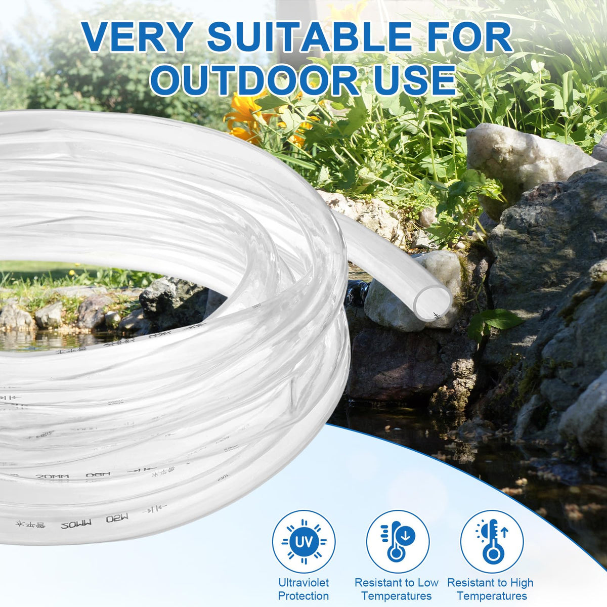 Clear 3/4" ID x 1" OD 100ft Flexible Vinyl Tubing M56520