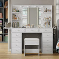 Vanity Desk with Mirror and 12 LED Lights, 11 Drawers & 4 Shelves S950