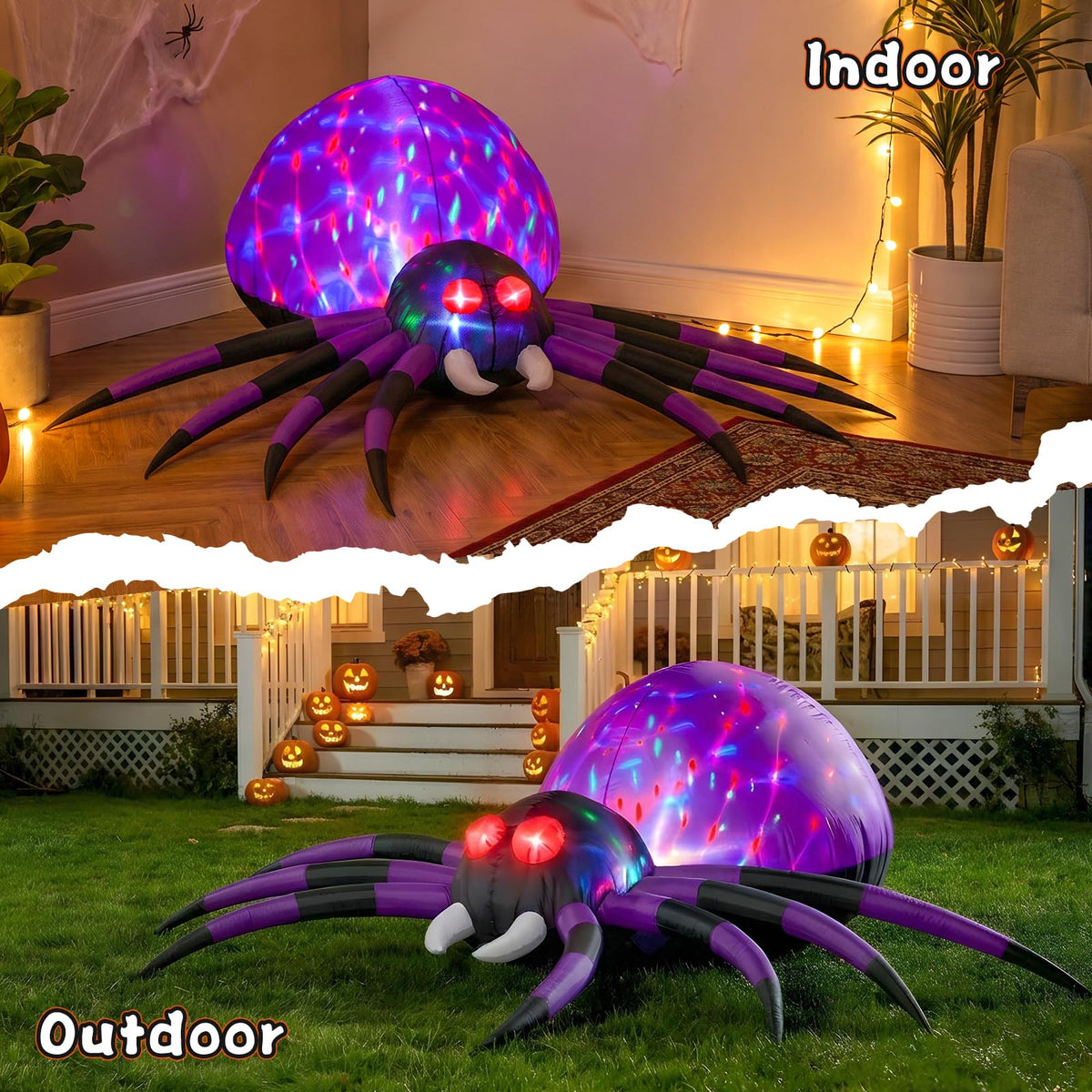 6 FT Inflatable Spider Outdoor Decoration with LED Lights E130