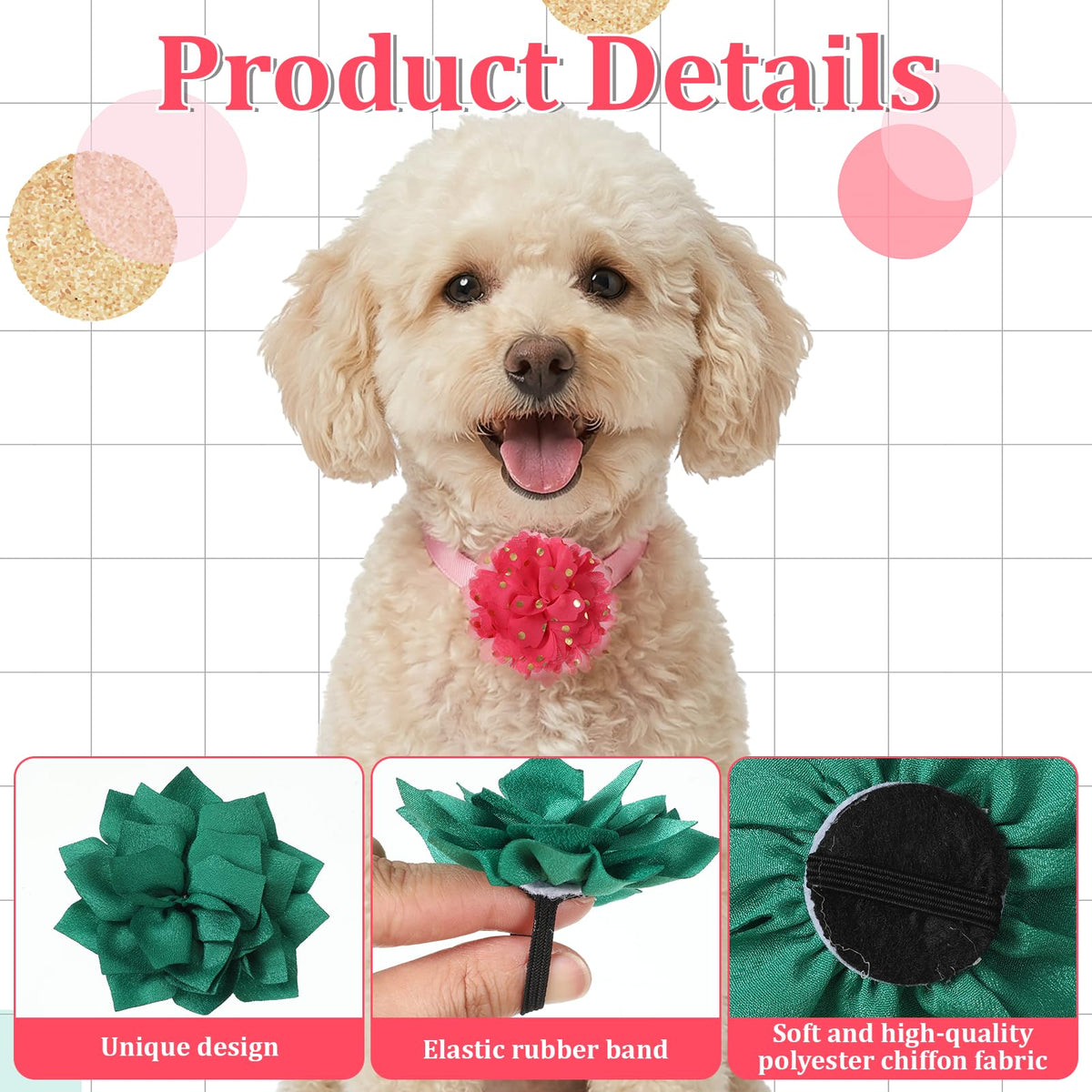 Multi Color Soft Chiffon Dog Collar Flower Bows Y640