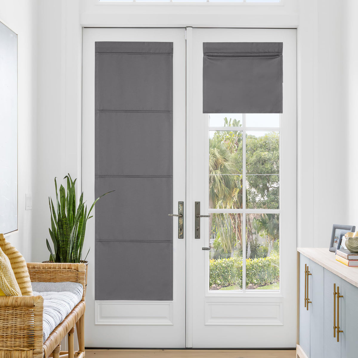 Magnetic Roman Shade Blackout Door Curtain O546426