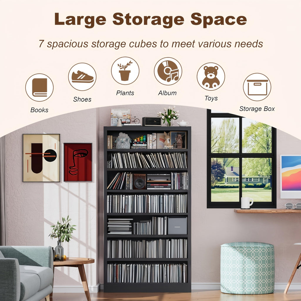 55" Metal Media Storage Cabinet with 6 Adjustable Shelves J63960