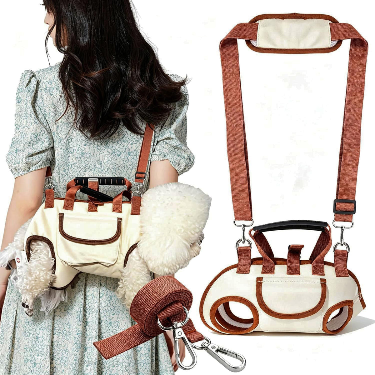 Hands Free Dog Backpack Carrier for Small Dogs, Breathable Pet Carrier with Adjustable Straps A7300
