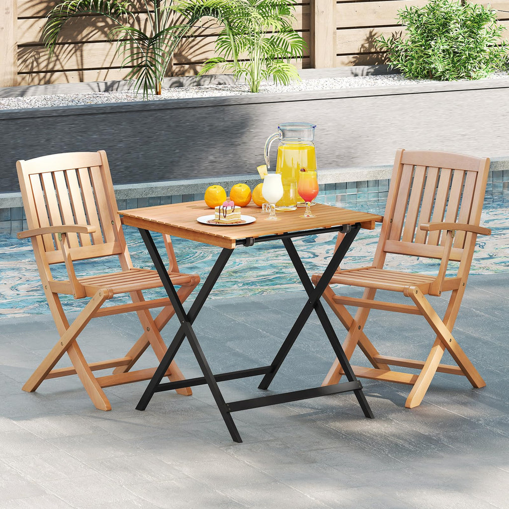 28-Inch Acacia Wood Square Foldable Patio Dining Table A463495