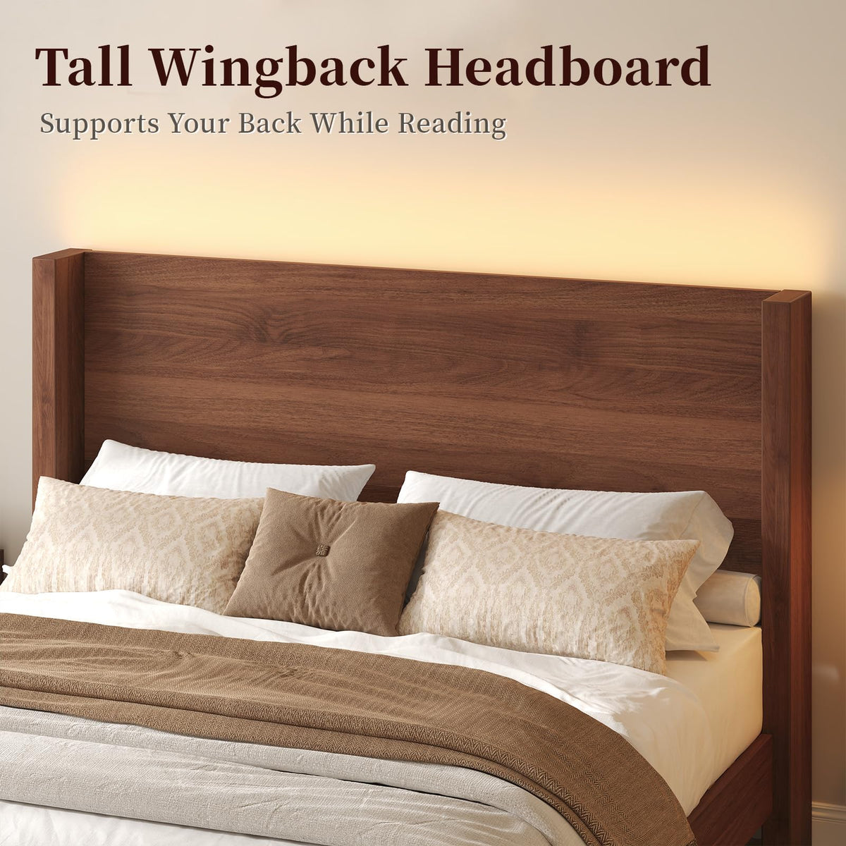 Full Size Wood Platform Bed with Headboard and Footboard M699917