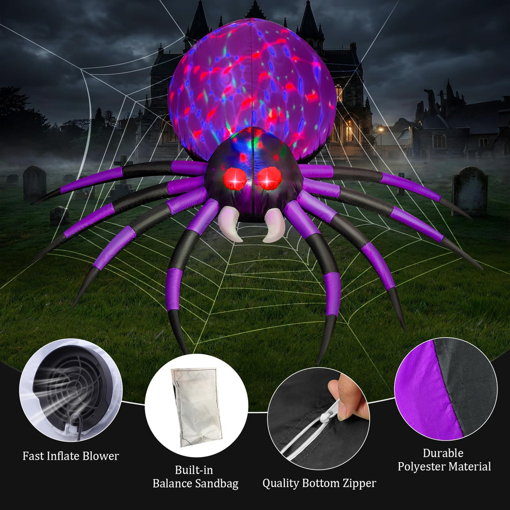 6 FT Inflatable Spider Outdoor Decoration with LED Lights E130