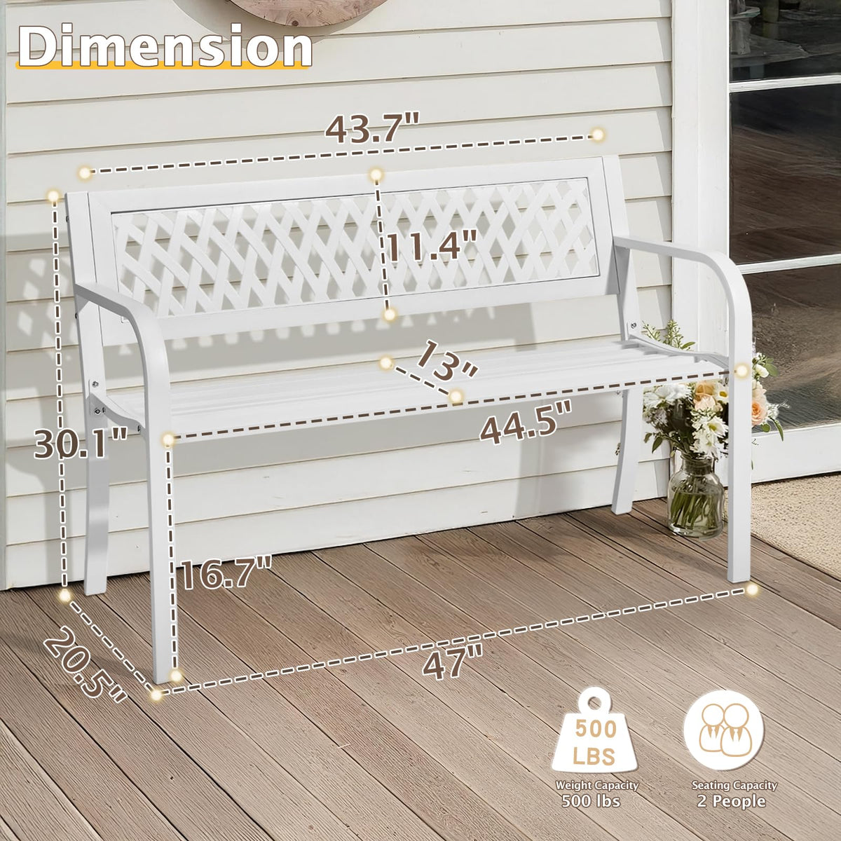 White 2-Person Outdoor Bench E83264