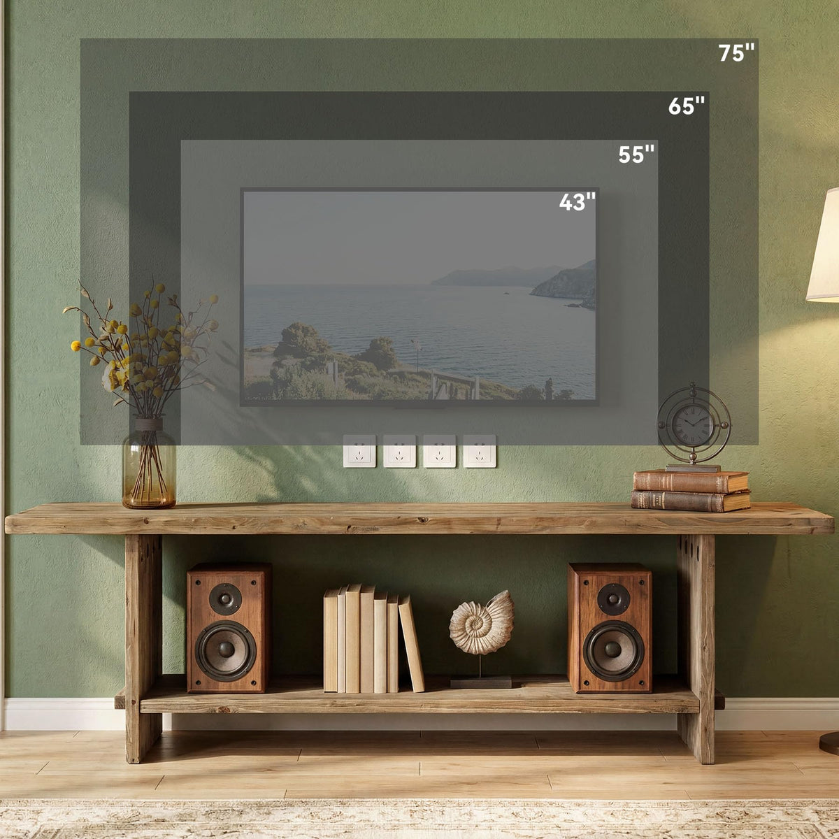 71" Solid Wood 2-Tier TV Stand X32098