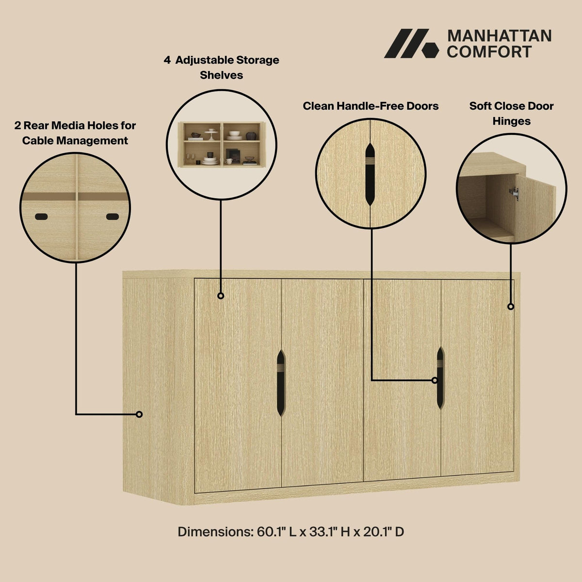 Modern Sideboard Buffet Cabinet with Storage R86005