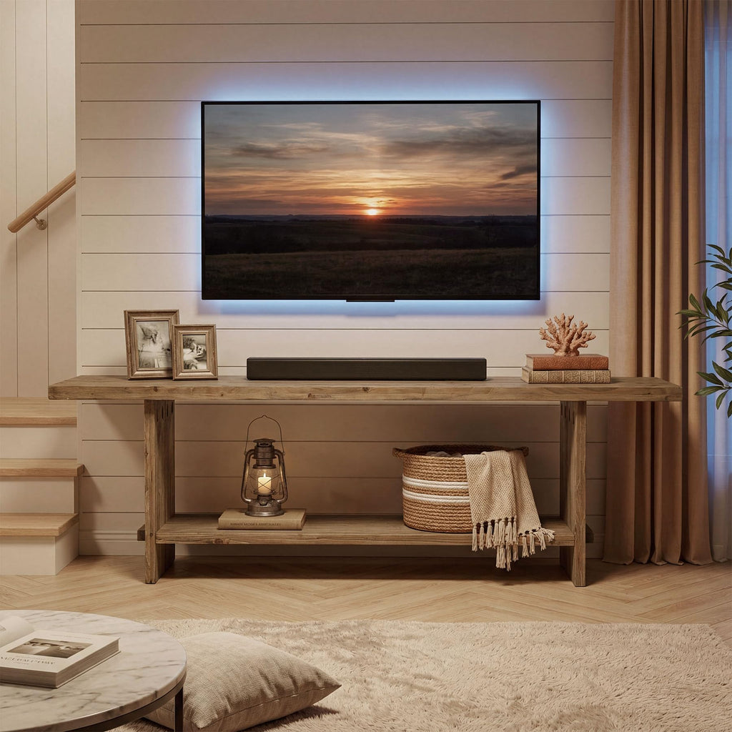 71" Solid Wood 2-Tier TV Stand X32098