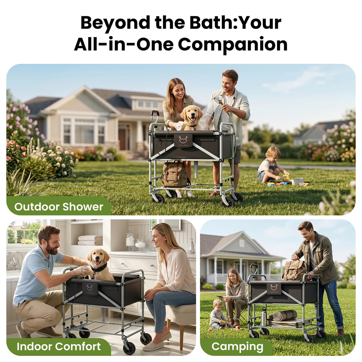 Foldable Dog Bath Cart with Brake T6881