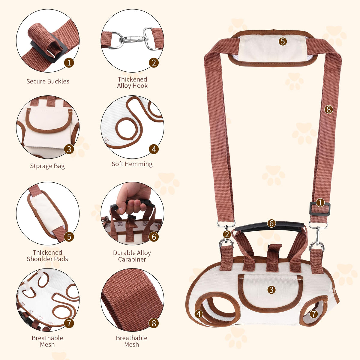 Hands Free Dog Backpack Carrier for Small Dogs, Breathable Pet Carrier with Adjustable Straps A7300