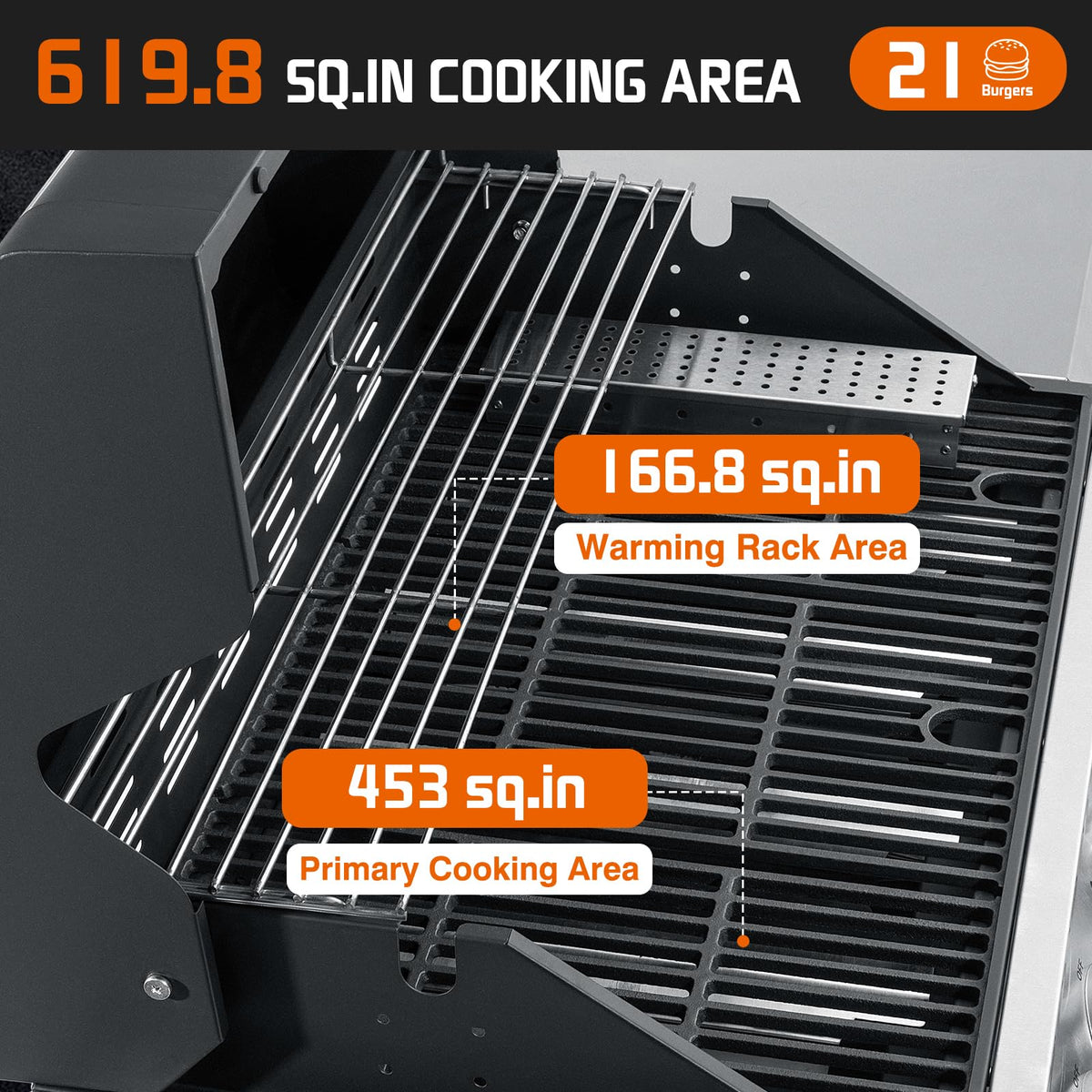 Propane Gas Grill 5+1 Stainless Steel with Side Burner D9510