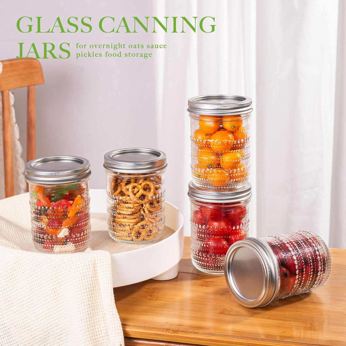 16 Oz Wide Mouth Glass Mason Jars 6 Packs F860557