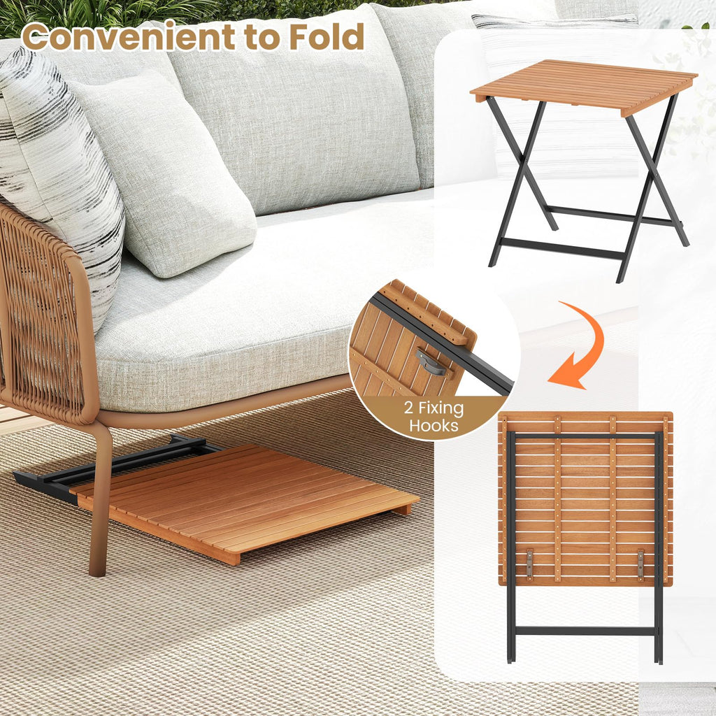 28-Inch Acacia Wood Square Foldable Patio Dining Table A463495