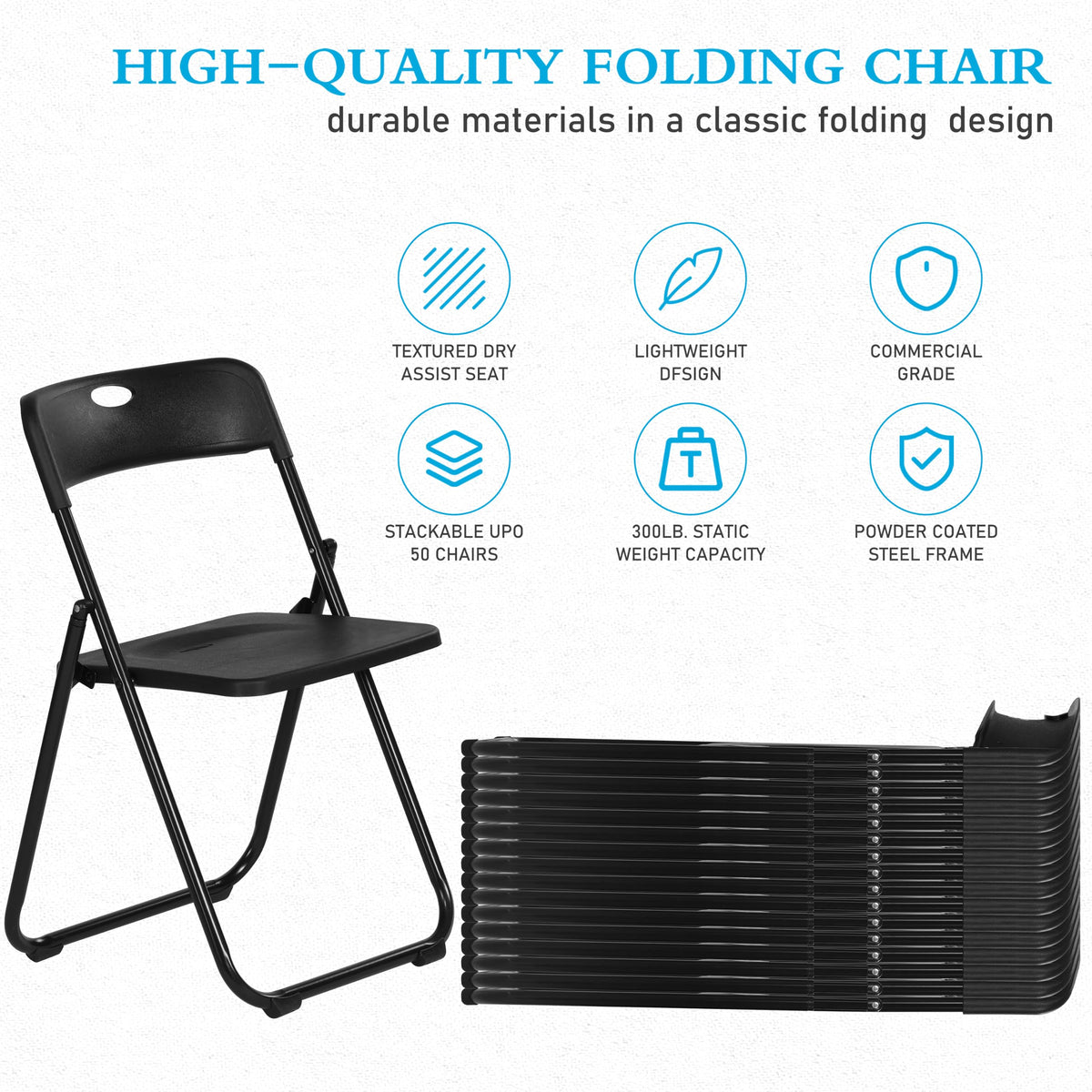 10 Pack Black Plastic Folding Chairs Z999219
