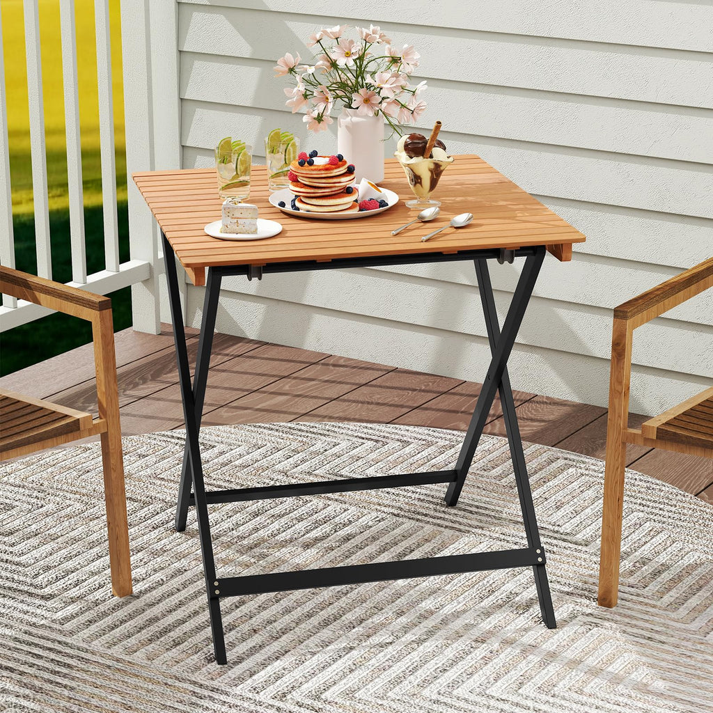 28-Inch Acacia Wood Square Foldable Patio Dining Table A463495