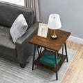 Mid Century Modern End Table with Storage, 2-Tier Open Shelves, Cherry Walnut S829812