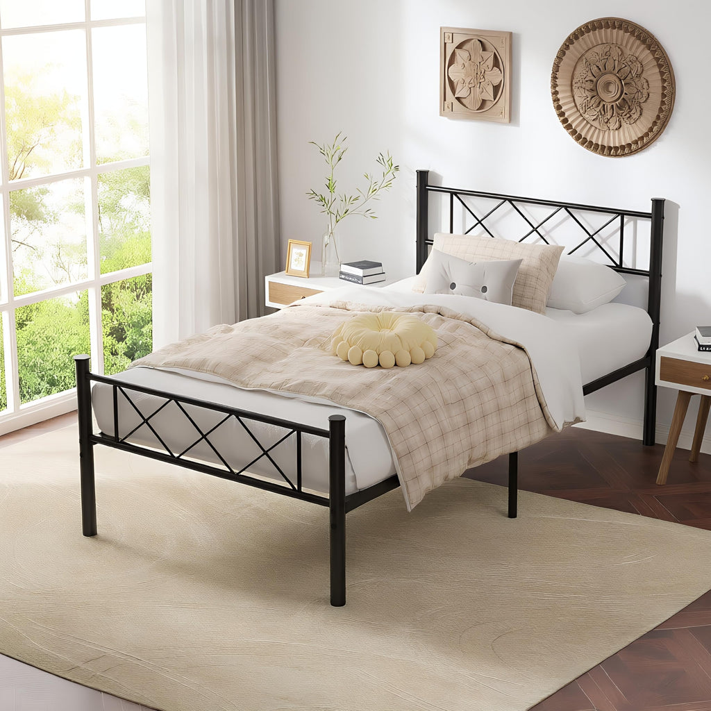 Twin Size Metal Bed Frame with Headboard A95602