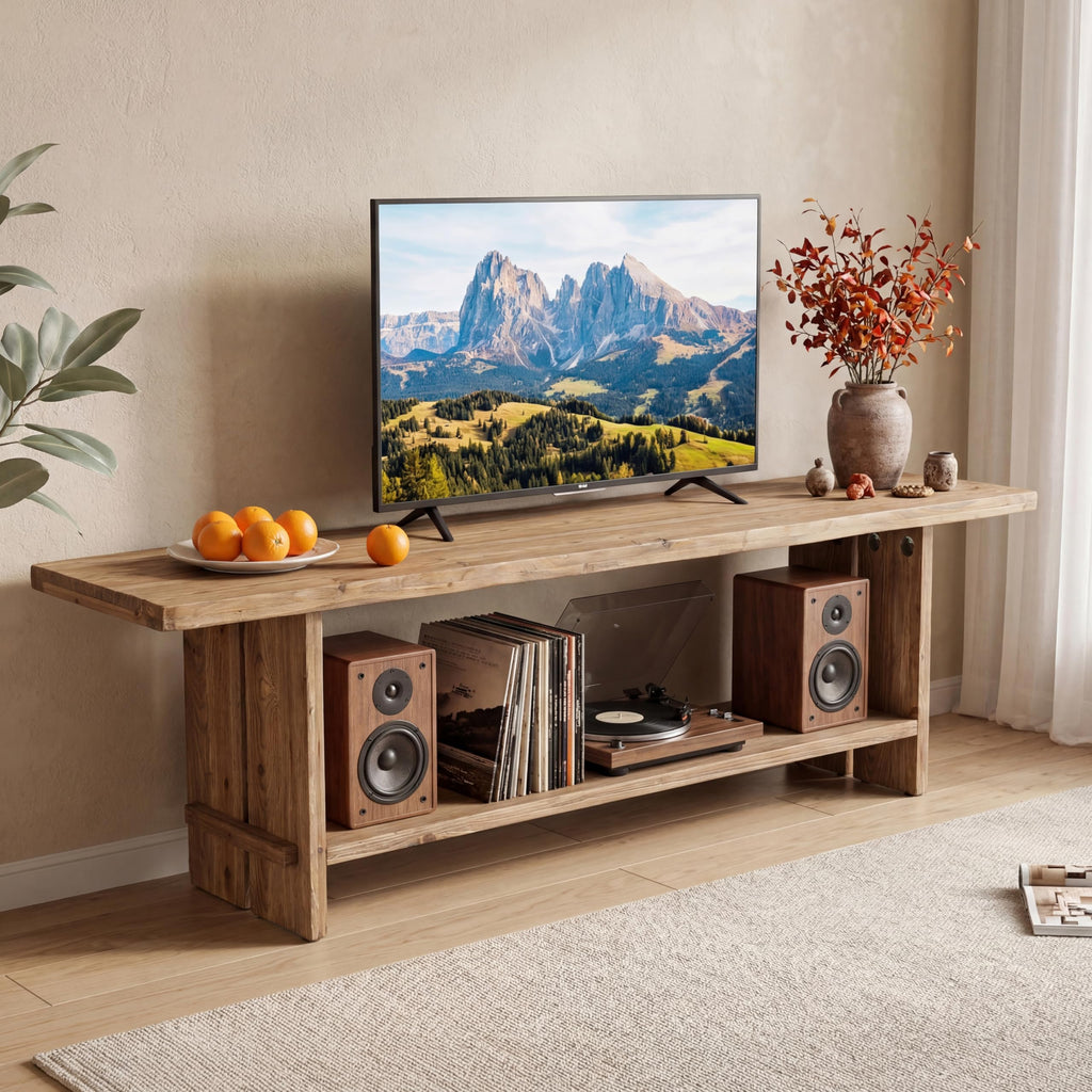 71" Solid Wood 2-Tier TV Stand X32098