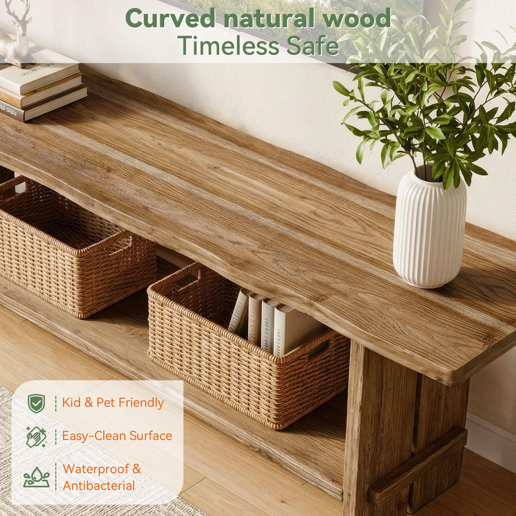 71" Solid Wood 2-Tier TV Stand X32098