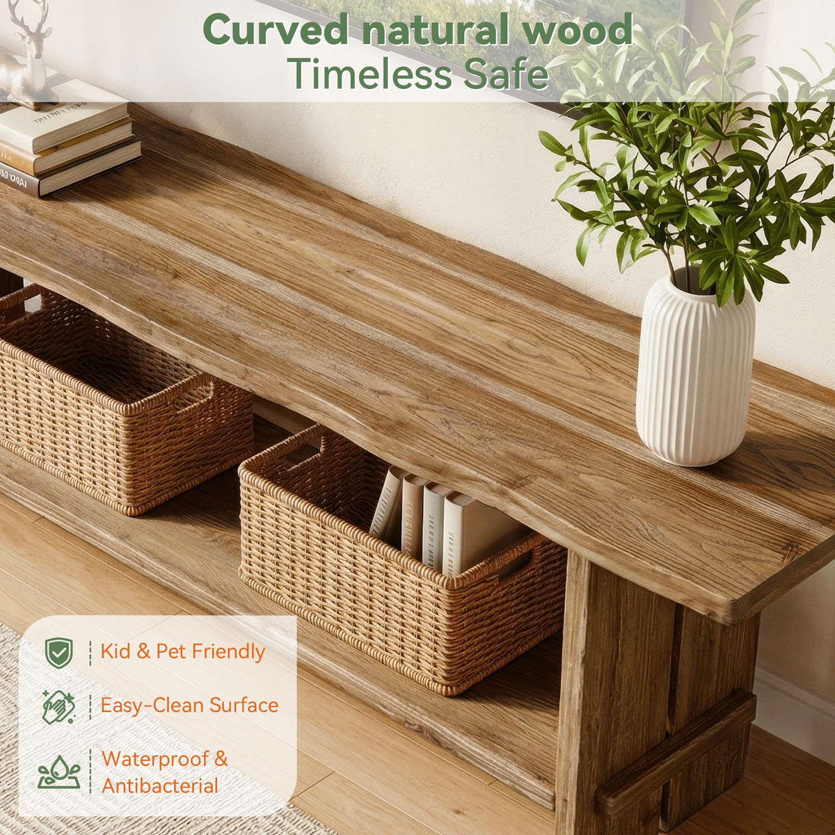 71" Solid Wood 2-Tier TV Stand X32098