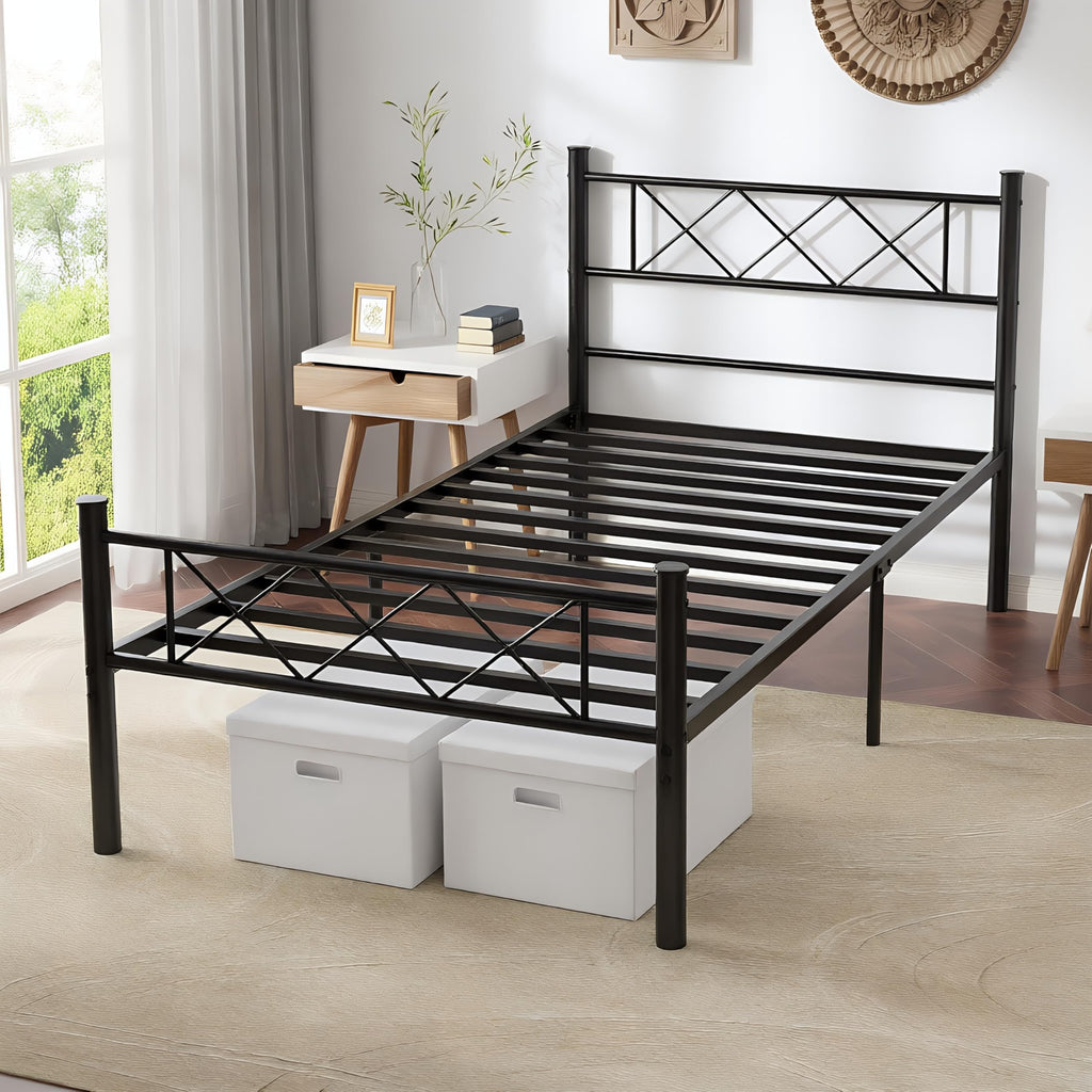 Twin Size Metal Bed Frame with Headboard A95602