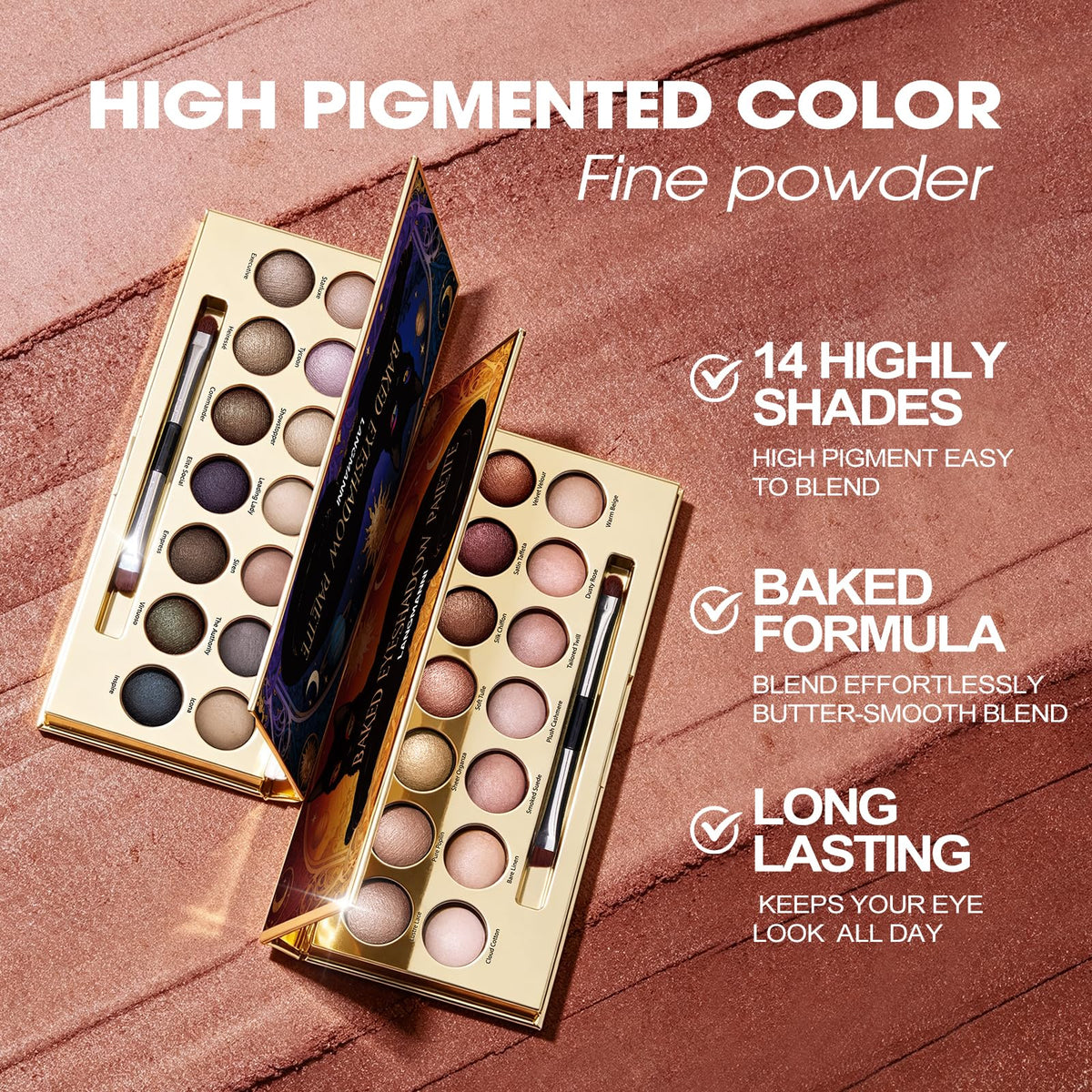 14 Color Cool Toned Baked Eyeshadow Palette X356102