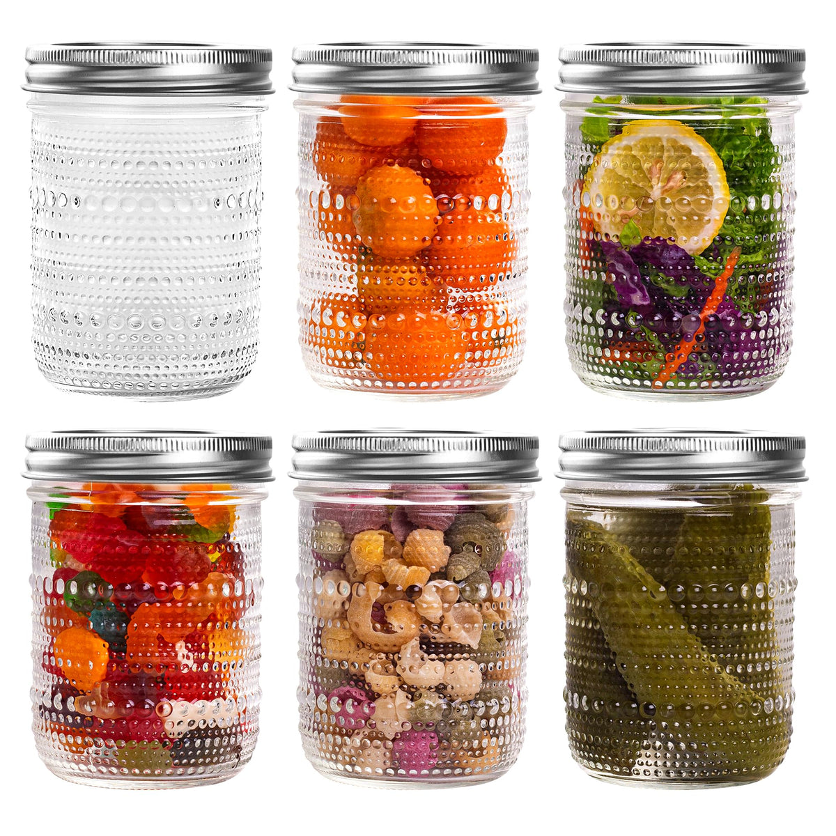 16 Oz Wide Mouth Glass Mason Jars 6 Packs F860557