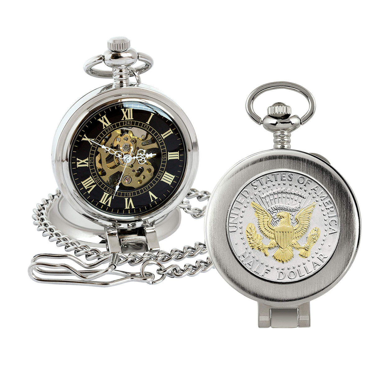 U.S. Coin Pocket Watch with Skeleton Movement B461