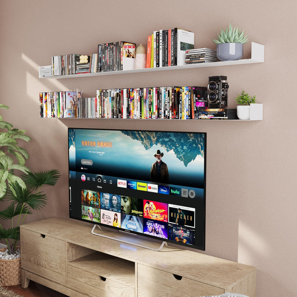 White Metal U Shape Wall Mountable Bookshelf B3218